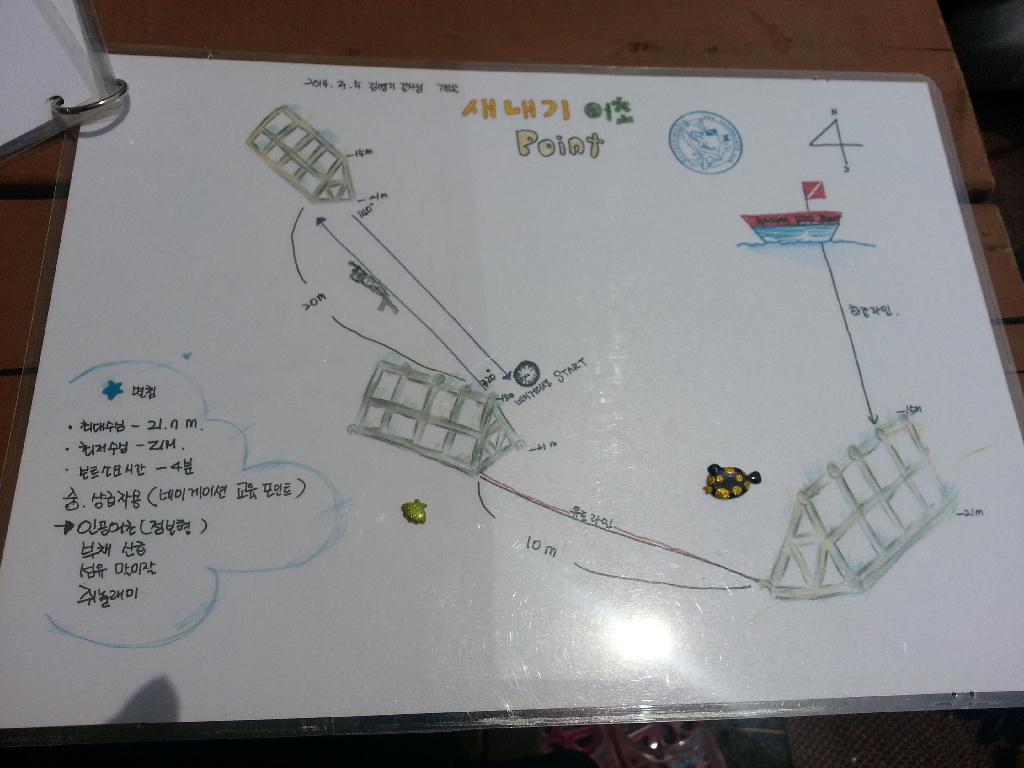 바하마에서 찍어온 포인트 지도..햇빛때문에.잘 안보여