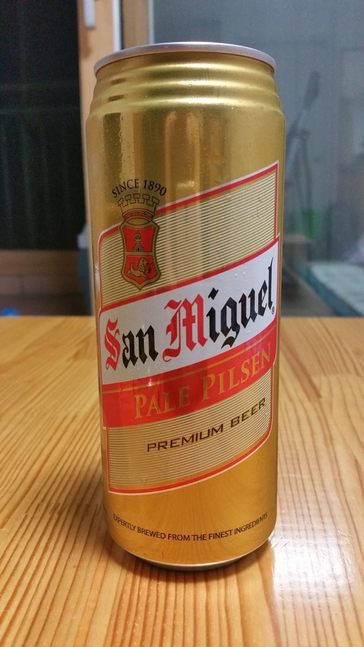 늦은 퇴근 후 세탁기 돌리면서 마시는 산미구엘 맥주 한